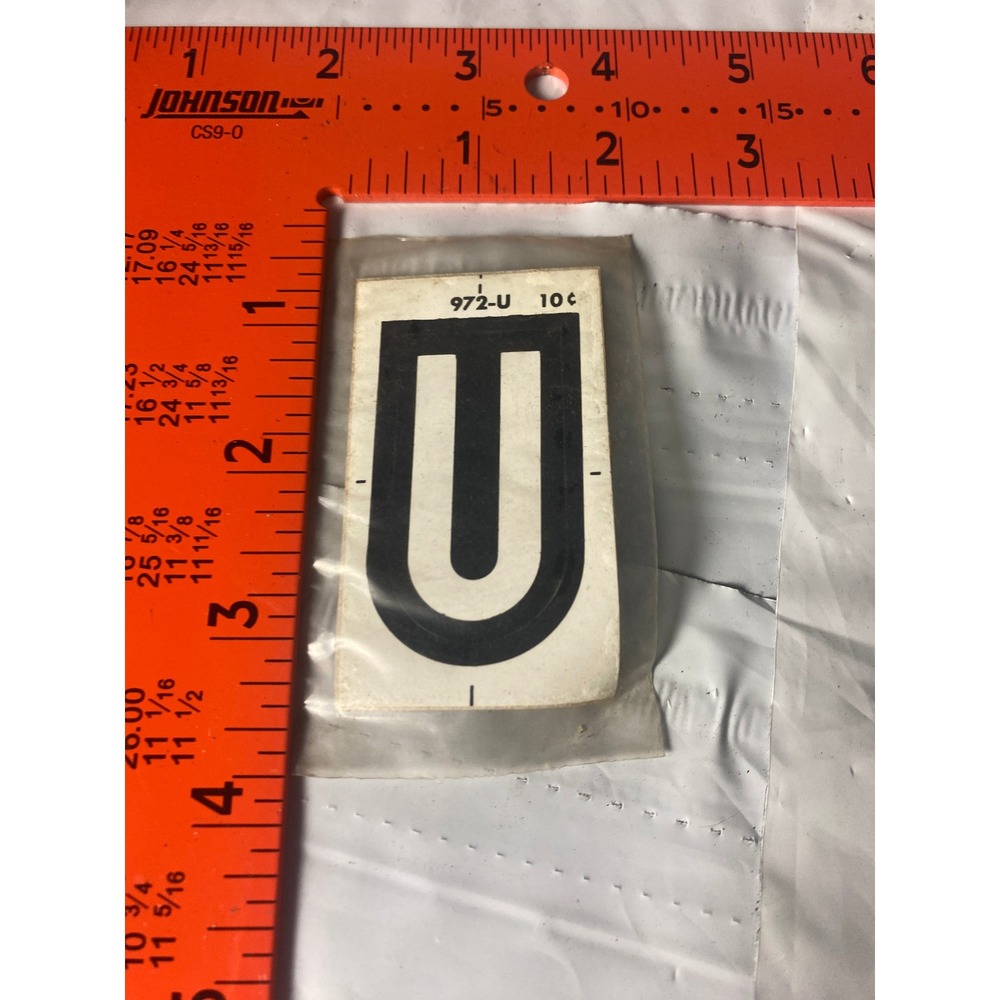 Vintage Meyercord Kwik-Space Letter U Black Self Stick NOS 972-U